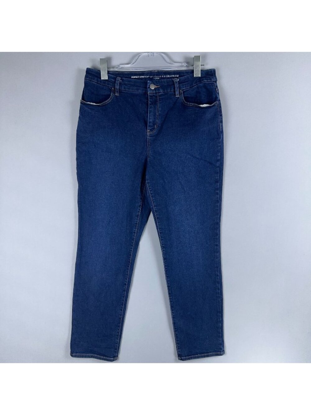 Chicos Jeans Size 1.5 Perfect Stretch Girlfriend Slim Leg Ankle High Rise Blue